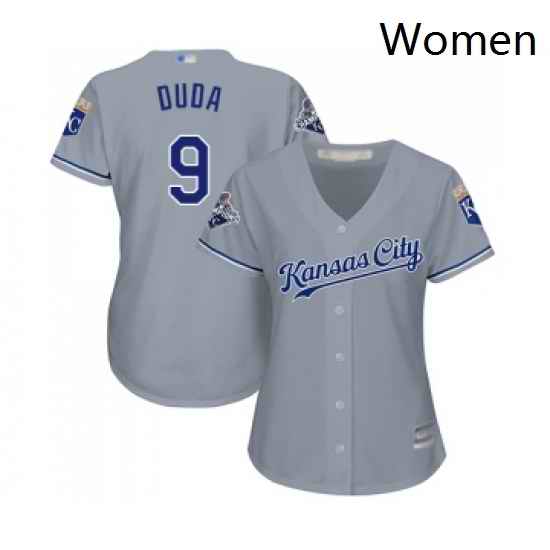 Womens Kansas City Royals 9 Lucas Duda Replica Grey Road Cool Base Baseball Jersey